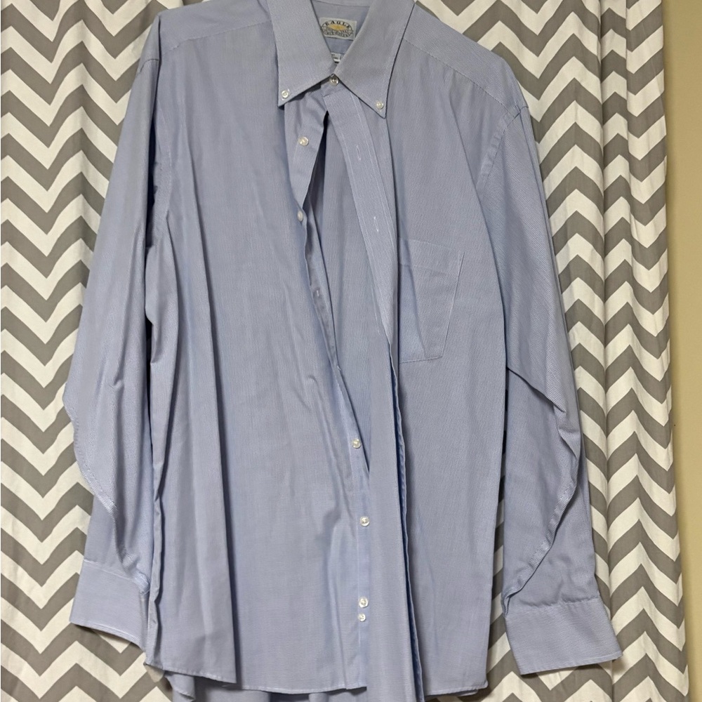 Men's Light Blue Button-Down Dress Shirt - Classic Office Shirt